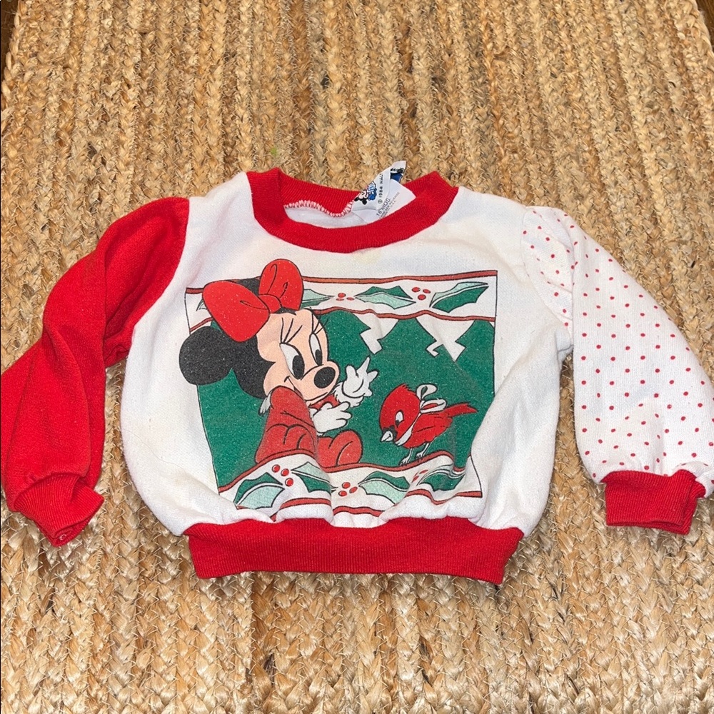 Vintage 1984 Disney Minnie Mouse Red and White Polka Dot Kids top size 18m